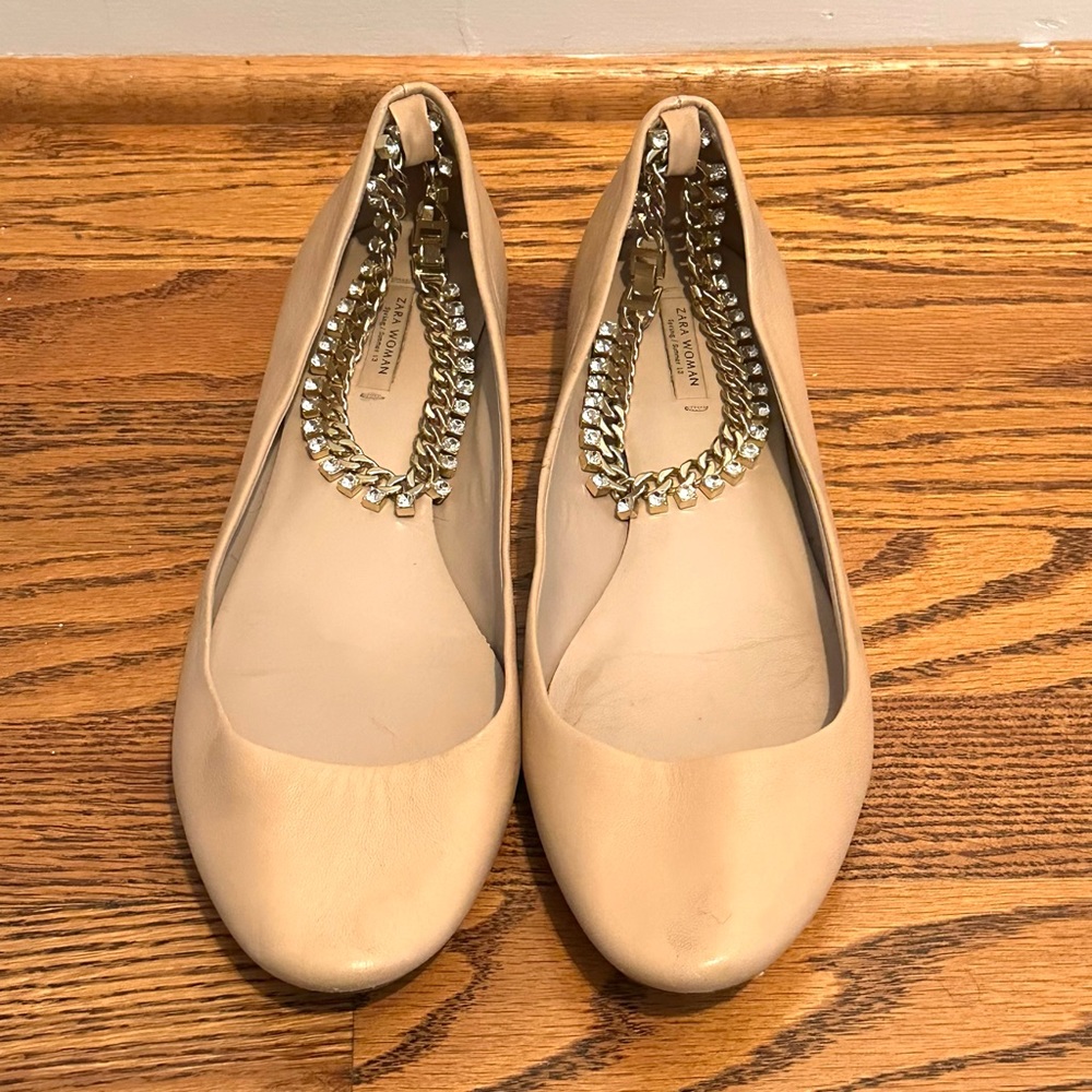 Zara Women’s Ballerina Shoes with Diamond Anklet
